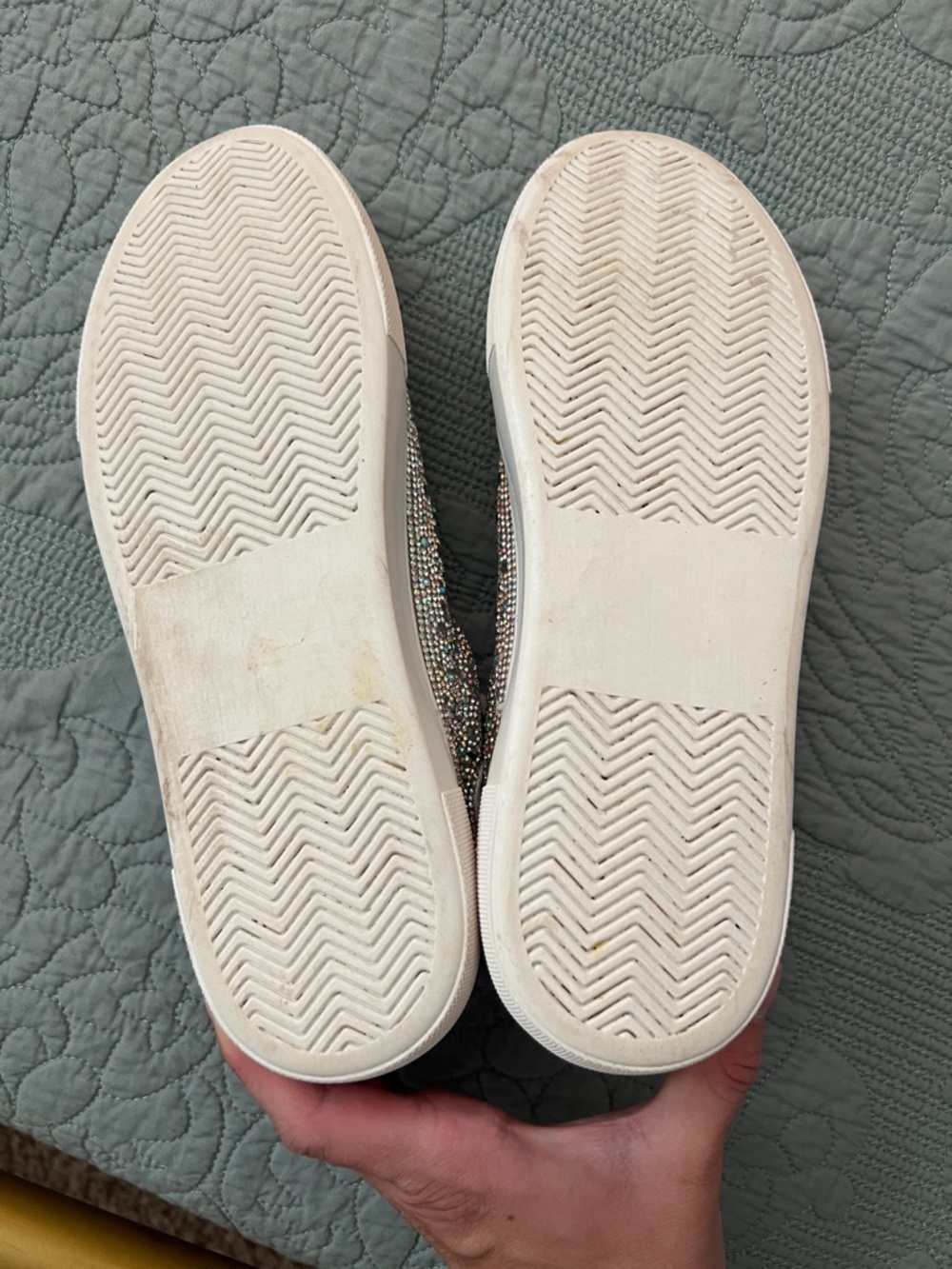 Betsey Johnson Iridescent Crystal Lace-Up Sneakers in Champagne Sparkle - Picture 3 of 3